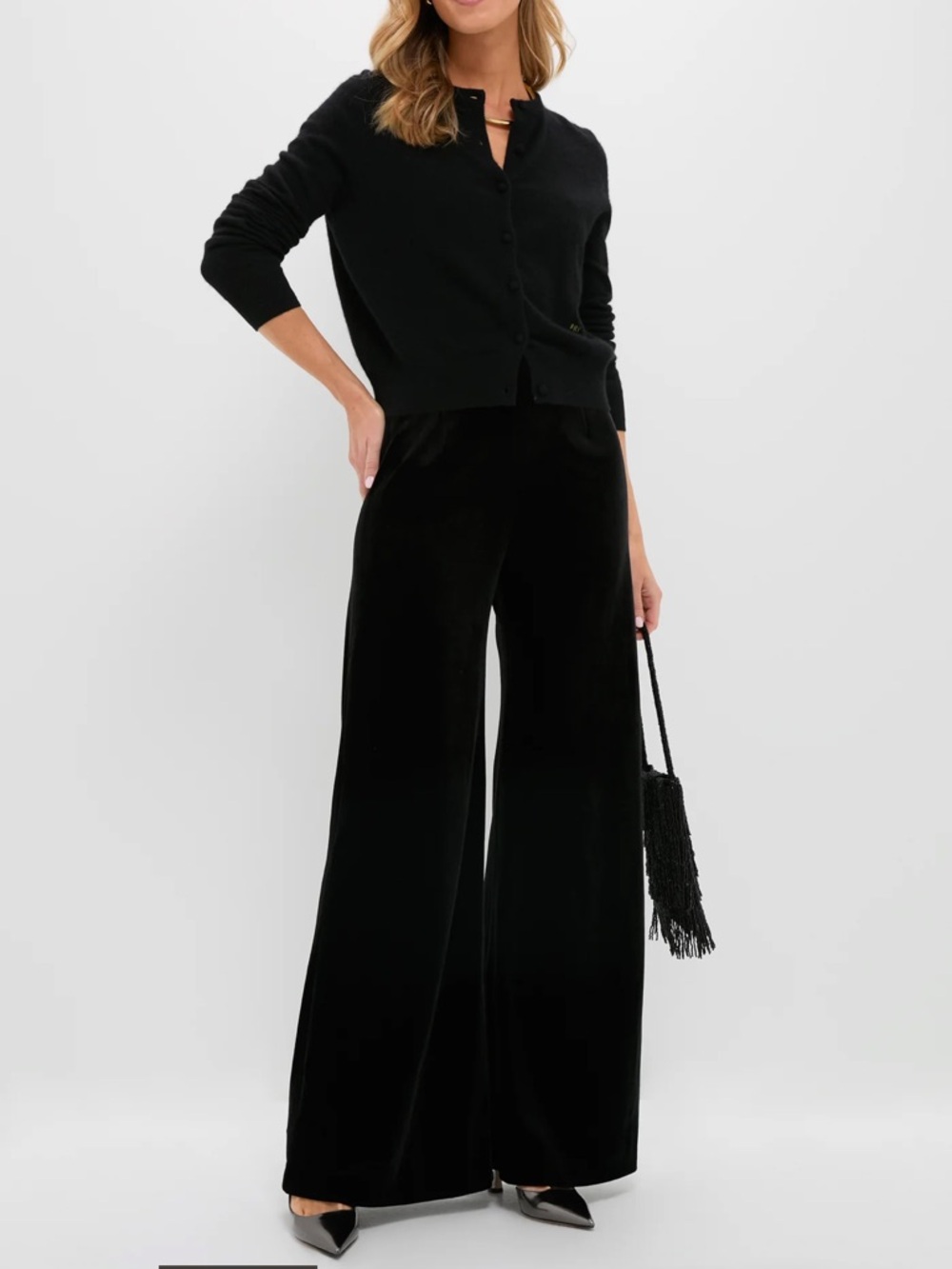 Tuckernuck Black Velvet Deja Pant Wide Leg Velvet Pants in Black